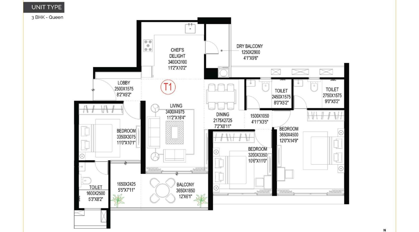 Ganga-Imperia-3 BHK-Queen